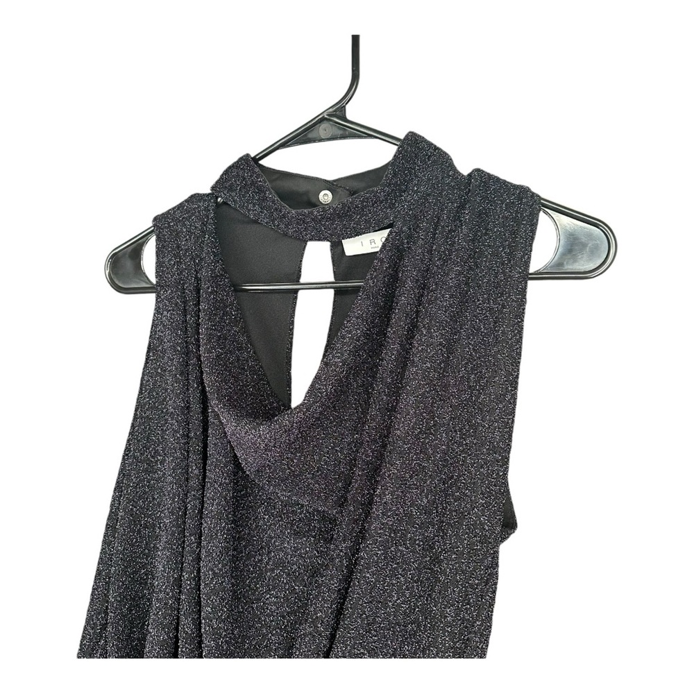 IRO Paris 36 Black Foa Sparkly Cutout Blouse High Neck Party Cocktail Sexy - Picture 11 of 15